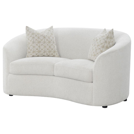 Rainn Latte Upholstered Tight Back Loveseat by Coaster at Eve Furniture