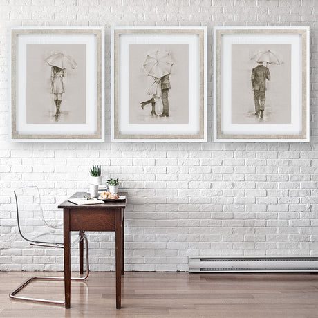 Rainy Day Rendezvous by Mercana Studio Hand Embelished Textured Framed Art Print Matted under Glass by Mercana at Eve Furniture
