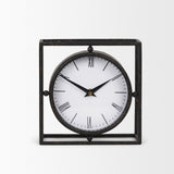 Raisa Black w/ Gold Antiquing Metal Table Clock by Mercana at Eve Furniture