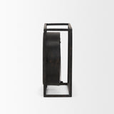 Raisa Black w/ Gold Antiquing Metal Table Clock by Mercana at Eve Furniture