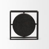 Raisa Black w/ Gold Antiquing Metal Table Clock by Mercana at Eve Furniture