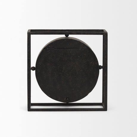 Raisa Black w/ Gold Antiquing Metal Table Clock by Mercana at Eve Furniture