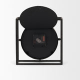Raisa Black w/ Gold Antiquing Metal Table Clock by Mercana at Eve Furniture