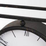 Raisa Black w/ Gold Antiquing Metal Table Clock by Mercana at Eve Furniture