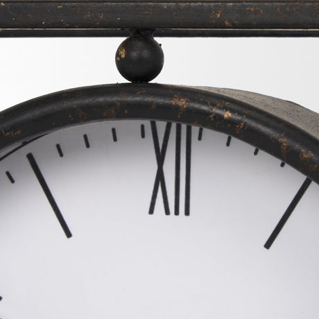 Raisa Black w/ Gold Antiquing Metal Table Clock by Mercana at Eve Furniture