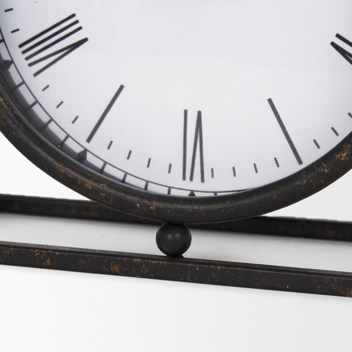 Raisa Black w/ Gold Antiquing Metal Table Clock by Mercana at Eve Furniture