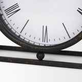 Raisa Black w/ Gold Antiquing Metal Table Clock by Mercana at Eve Furniture