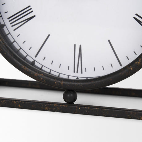 Raisa Black w/ Gold Antiquing Metal Table Clock by Mercana at Eve Furniture