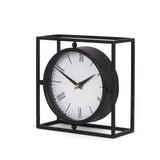 Raisa Black w/ Gold Antiquing Metal Table Clock by Mercana at Eve Furniture