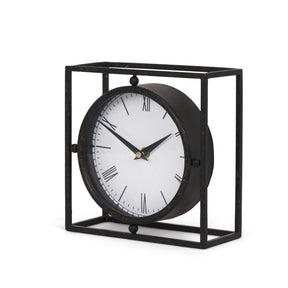 Raisa Black w/ Gold Antiquing Metal Table Clock by Mercana at Eve Furniture