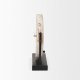 Raja Matte Black Metal w/ Wood Table Clock by Mercana at Eve Furniture