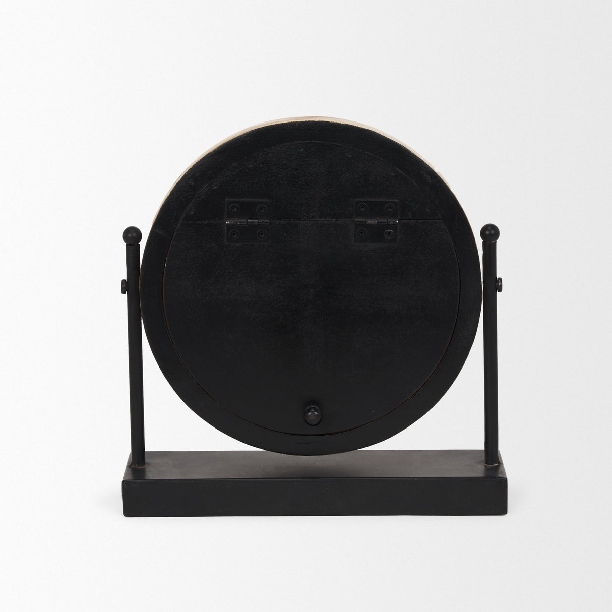 Raja Matte Black Metal w/ Wood Table Clock by Mercana at Eve Furniture