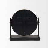 Raja Matte Black Metal w/ Wood Table Clock by Mercana at Eve Furniture