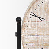 Raja Matte Black Metal w/ Wood Table Clock by Mercana at Eve Furniture
