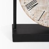 Raja Matte Black Metal w/ Wood Table Clock by Mercana at Eve Furniture