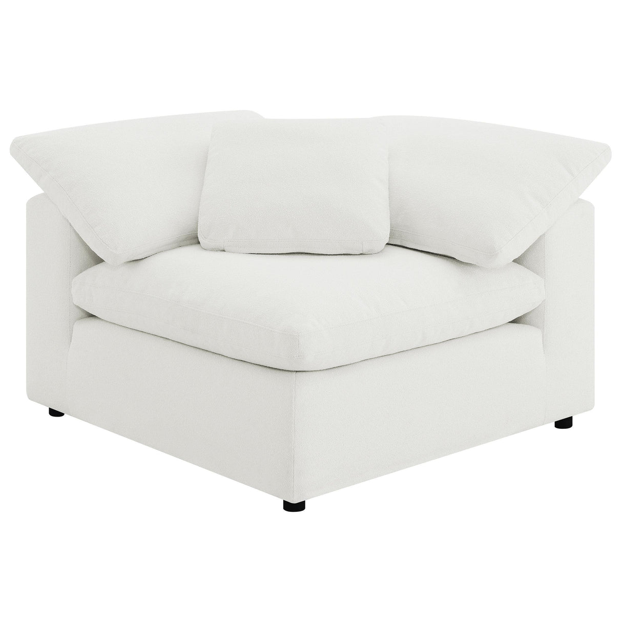 Raleigh Ivory Boucle Upholstered Corner Chair by Coaster at Eve Furniture
