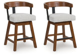 Ralene Medium Brown Counter Height Barstool (Set of 2), Set of 2 by Ashley at Eve Furniture