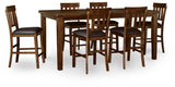 Ralene Medium Brown Counter Hight Dining Table and 6 Barstools by Ashley at Eve Furniture