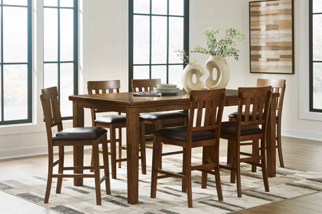 Ralene Medium Brown Counter Hight Dining Table and 6 Barstools by Ashley at Eve Furniture
