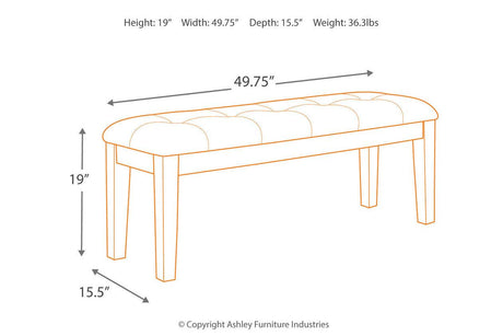 Ralene Medium Brown Dining Bench by Ashley at Eve Furniture