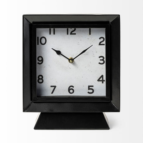 Ralph I Black Metal Square Table Clock by Mercana at Eve Furniture