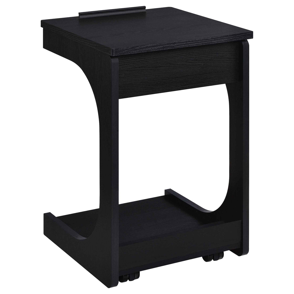 Ralston Black C-Shaped Lift-Top Sofa Side Table With Casters by Coaster at Eve Furniture