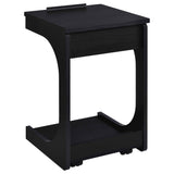 Ralston Black C-Shaped Lift-Top Sofa Side Table With Casters by Coaster at Eve Furniture