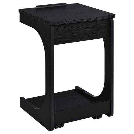 Ralston Black C-Shaped Lift-Top Sofa Side Table With Casters by Coaster at Eve Furniture