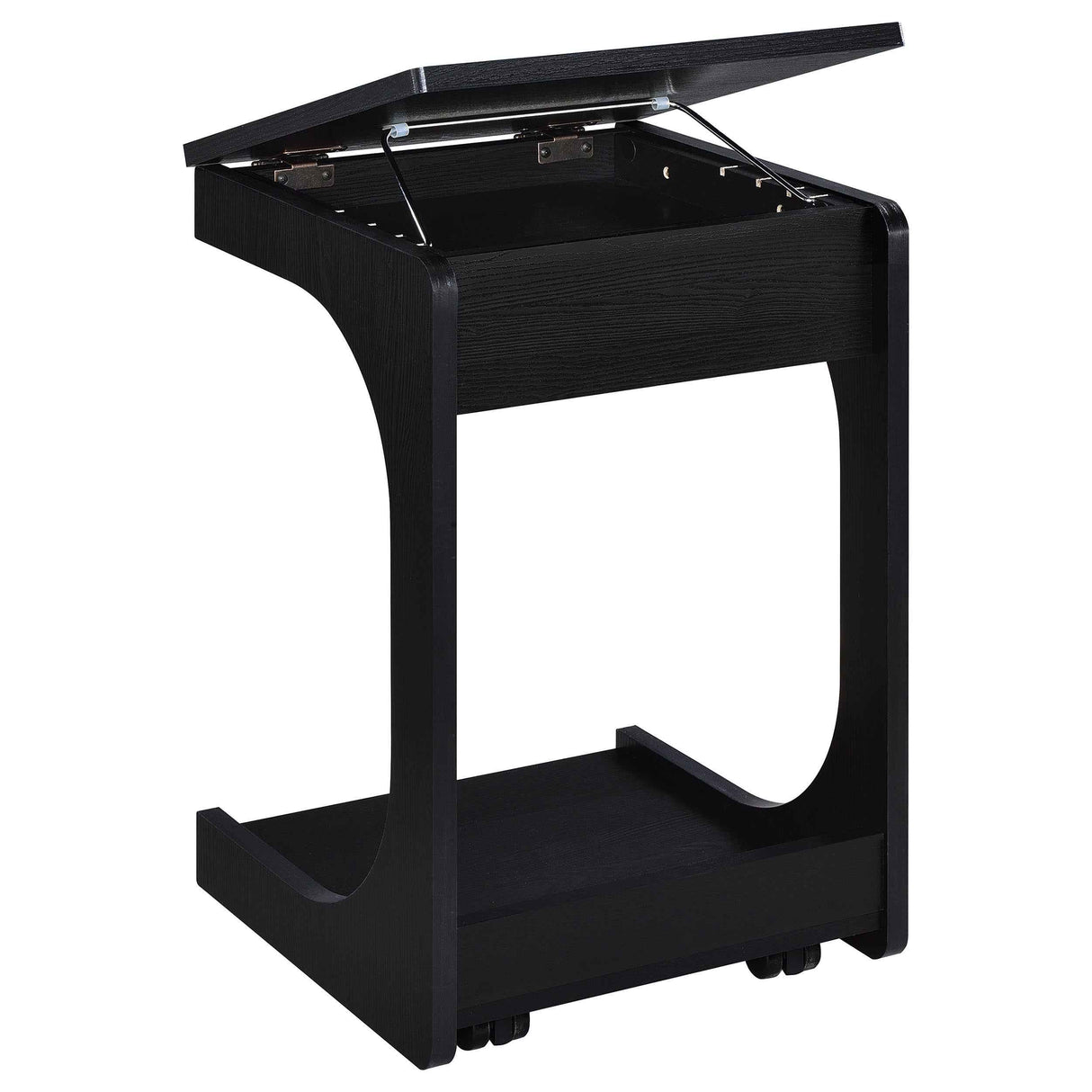 Ralston Black C-Shaped Lift-Top Sofa Side Table With Casters by Coaster at Eve Furniture