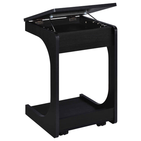 Ralston Black C-Shaped Lift-Top Sofa Side Table With Casters by Coaster at Eve Furniture