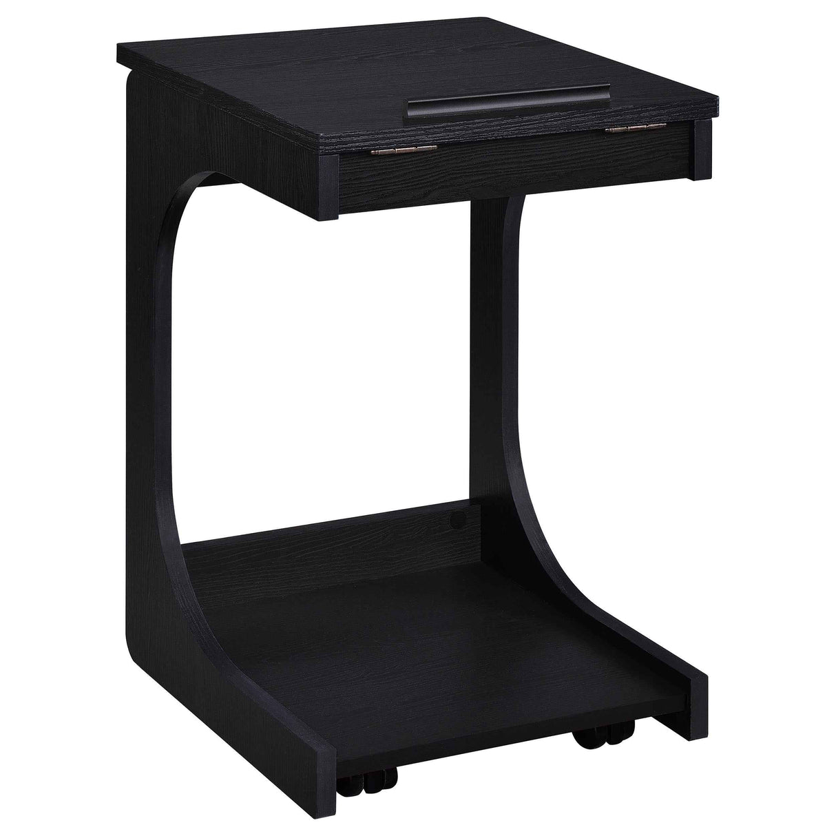 Ralston Black C-Shaped Lift-Top Sofa Side Table With Casters by Coaster at Eve Furniture