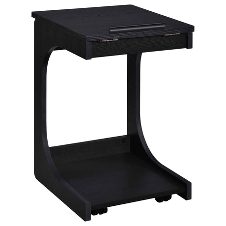 Ralston Black C-Shaped Lift-Top Sofa Side Table With Casters by Coaster at Eve Furniture