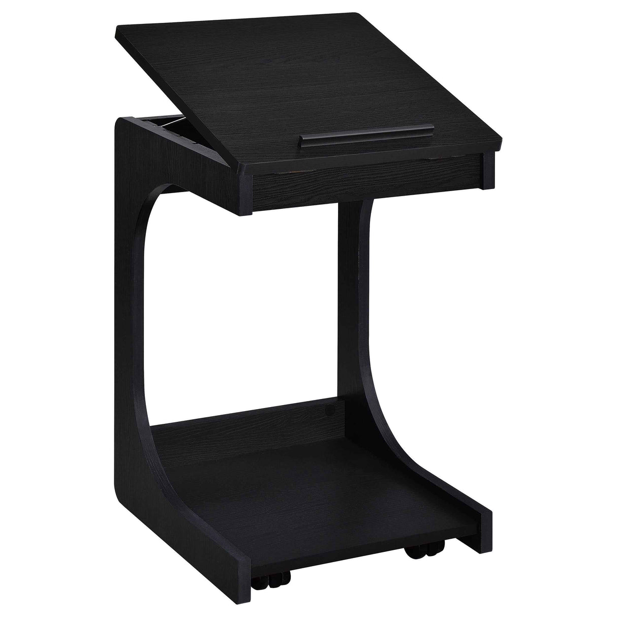 Ralston Black C-Shaped Lift-Top Sofa Side Table With Casters by Coaster at Eve Furniture