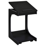 Ralston Black C-Shaped Lift-Top Sofa Side Table With Casters by Coaster at Eve Furniture