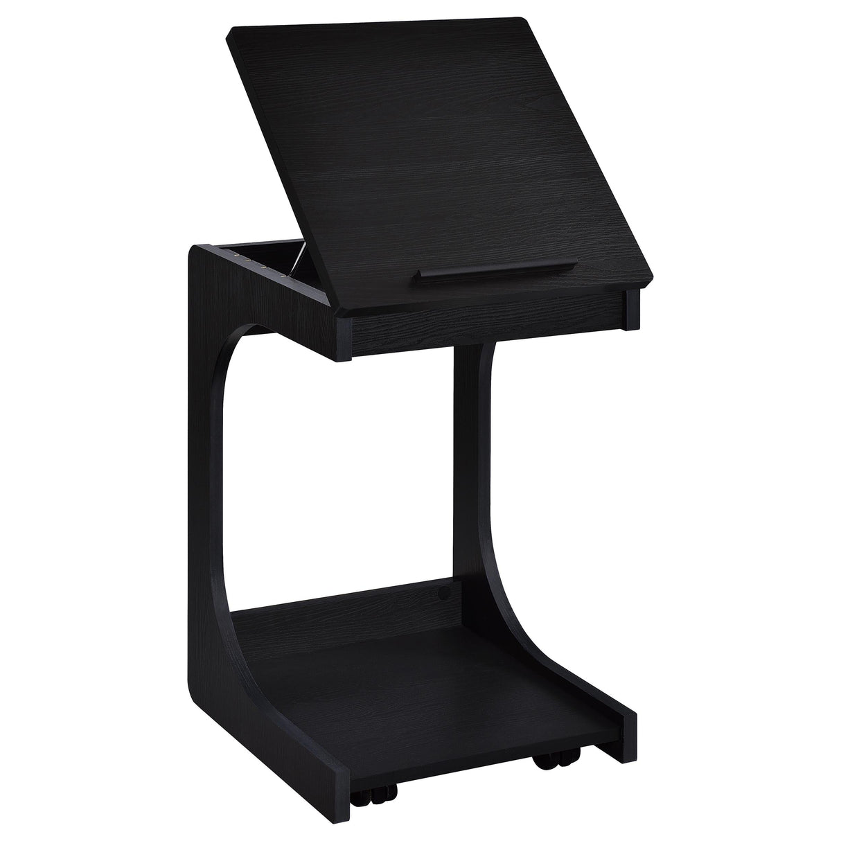 Ralston Black C-Shaped Lift-Top Sofa Side Table With Casters by Coaster at Eve Furniture