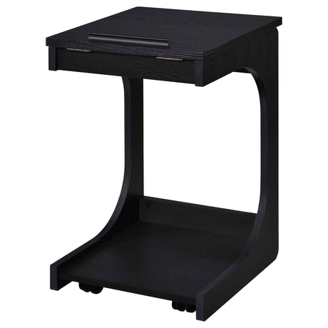 Ralston Black C-Shaped Lift-Top Sofa Side Table With Casters by Coaster at Eve Furniture