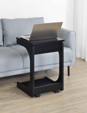 Ralston Black C-Shaped Lift-Top Sofa Side Table With Casters by Coaster at Eve Furniture