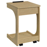 Ralston Light Oak C-Shaped Lift-Top Sofa Side Table With Casters by Coaster at Eve Furniture