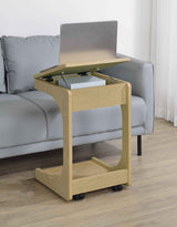 Ralston Light Oak C-Shaped Lift-Top Sofa Side Table With Casters by Coaster at Eve Furniture