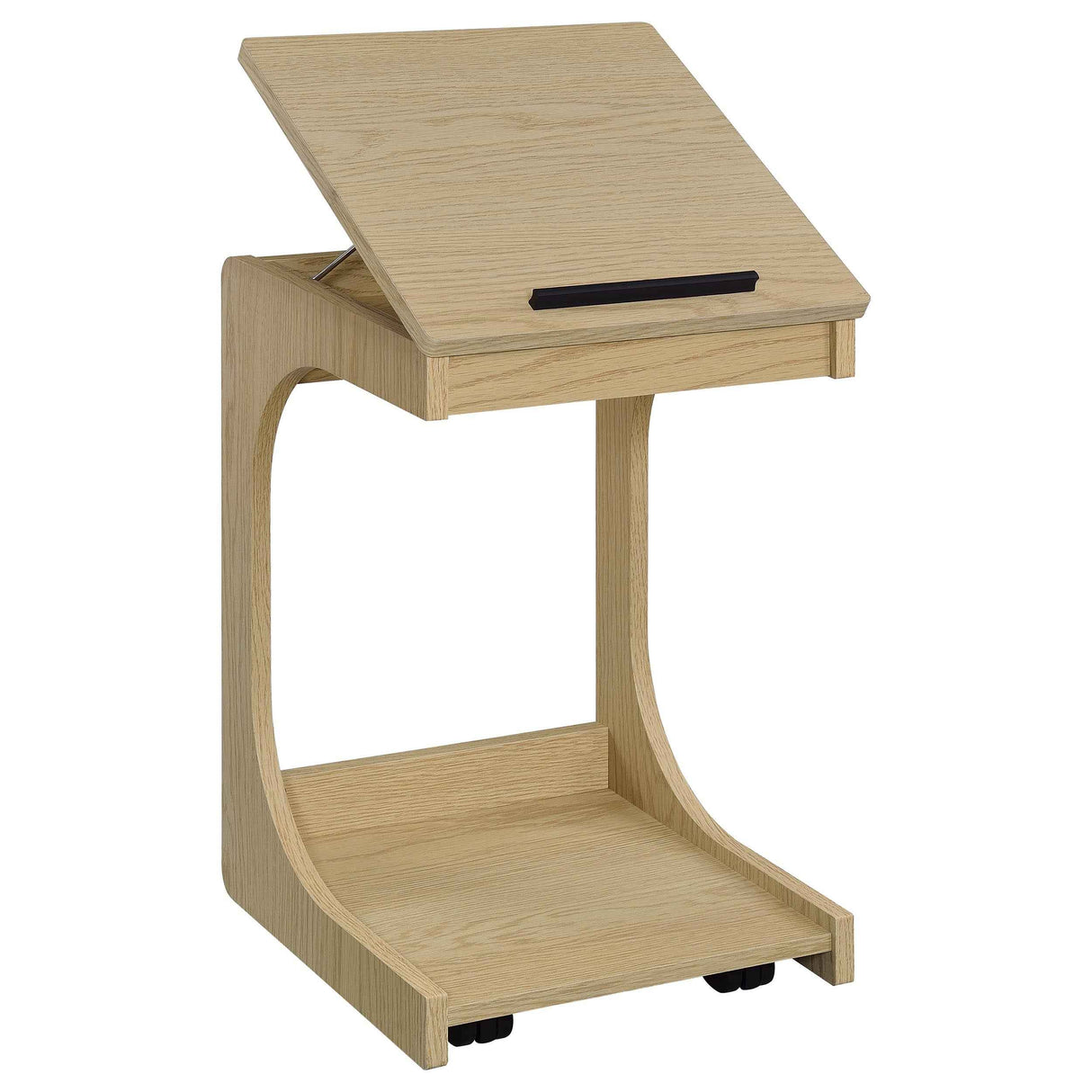 Ralston Light Oak C-Shaped Lift-Top Sofa Side Table With Casters by Coaster at Eve Furniture