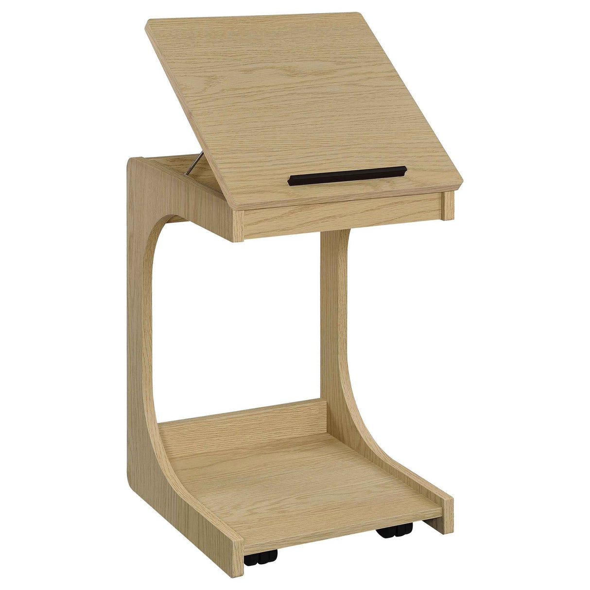 Ralston Light Oak C-Shaped Lift-Top Sofa Side Table With Casters by Coaster at Eve Furniture