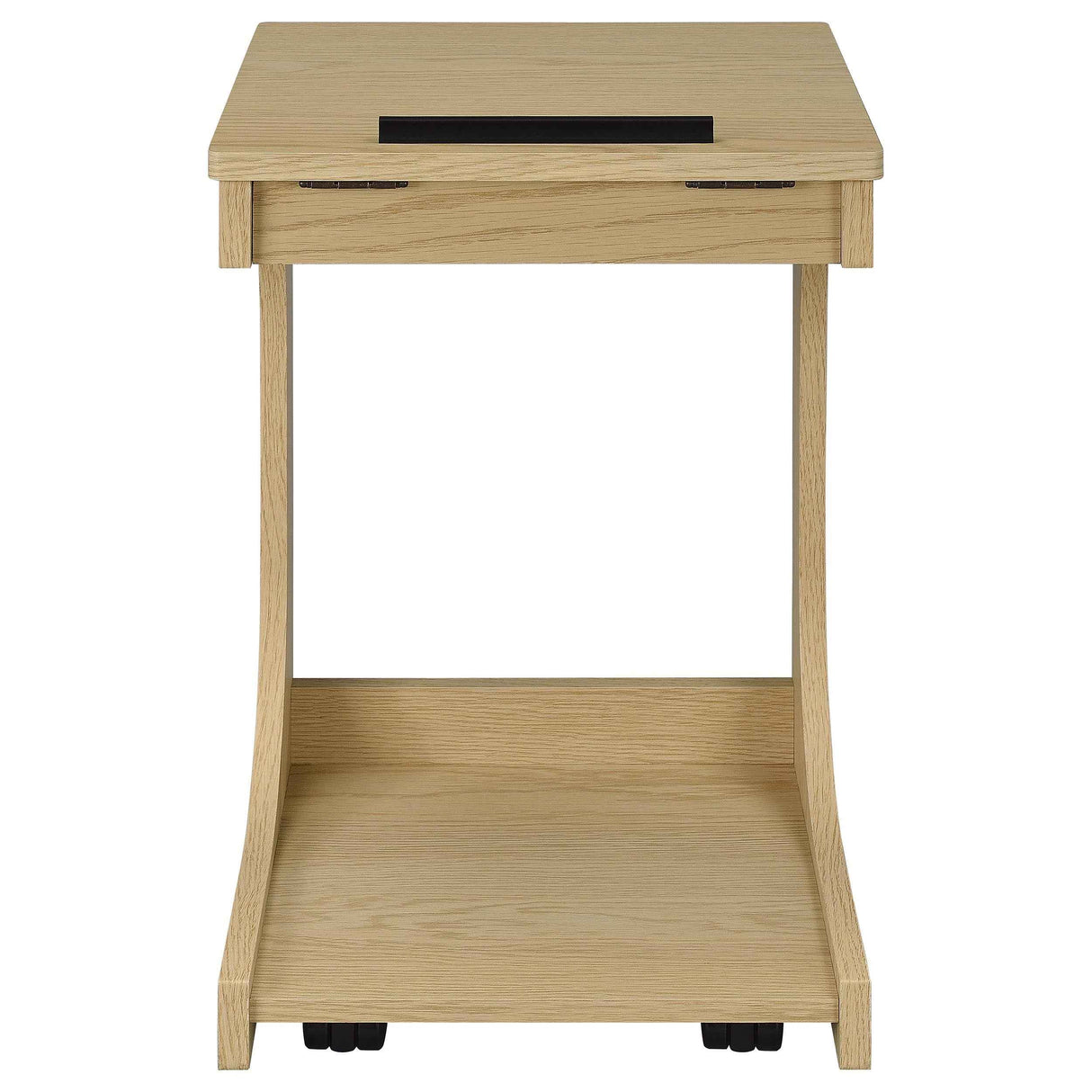 Ralston Light Oak C-Shaped Lift-Top Sofa Side Table With Casters by Coaster at Eve Furniture