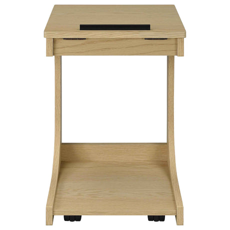 Ralston Light Oak C-Shaped Lift-Top Sofa Side Table With Casters by Coaster at Eve Furniture