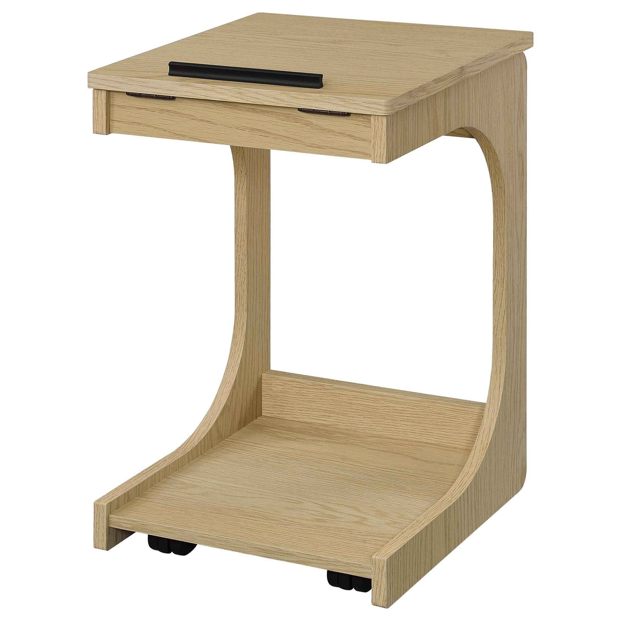 Ralston Light Oak C-Shaped Lift-Top Sofa Side Table With Casters by Coaster at Eve Furniture