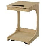 Ralston Light Oak C-Shaped Lift-Top Sofa Side Table With Casters by Coaster at Eve Furniture