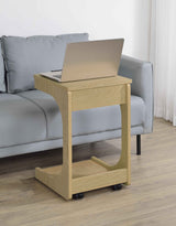 Ralston Light Oak C-Shaped Lift-Top Sofa Side Table With Casters by Coaster at Eve Furniture