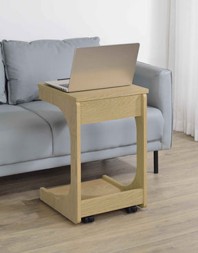 Ralston Light Oak C-Shaped Lift-Top Sofa Side Table With Casters by Coaster at Eve Furniture