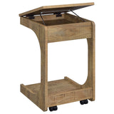 Ralston Mango C-Shaped Lift-Top Sofa Side Table With Casters by Coaster at Eve Furniture