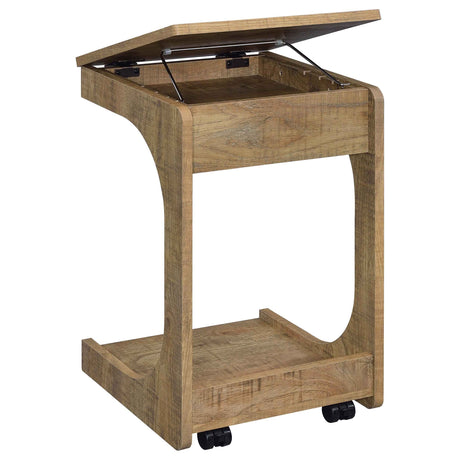 Ralston Mango C-Shaped Lift-Top Sofa Side Table With Casters by Coaster at Eve Furniture
