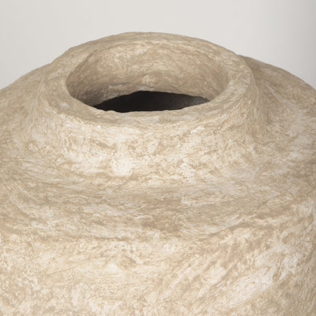 Rama Small Beige Paper Mache Floor Vase by Mercana at Eve Furniture